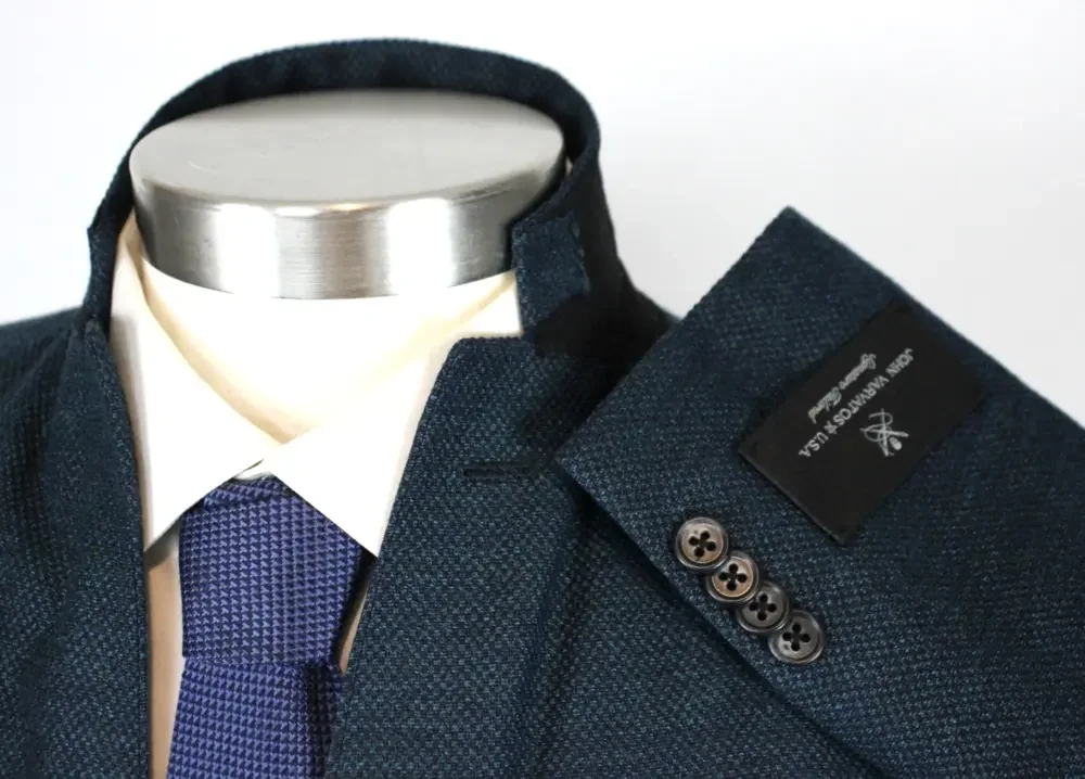 John Varvatos Varick Jacket Mens 40 R Wool Slim Fit Green Blue Check